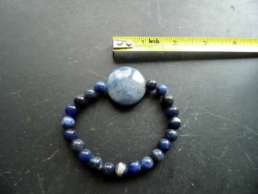 Preview: Armband,  Sodalith, blau, Dumortiet, Scheibe, Unisex, Schmuck